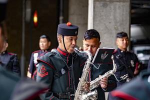 Gurkhas in the British Army playing military music
